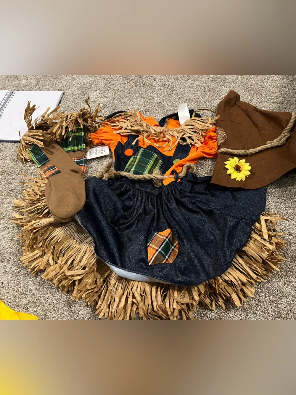 Kids Scarecrow Costume Set - Orange & Brown